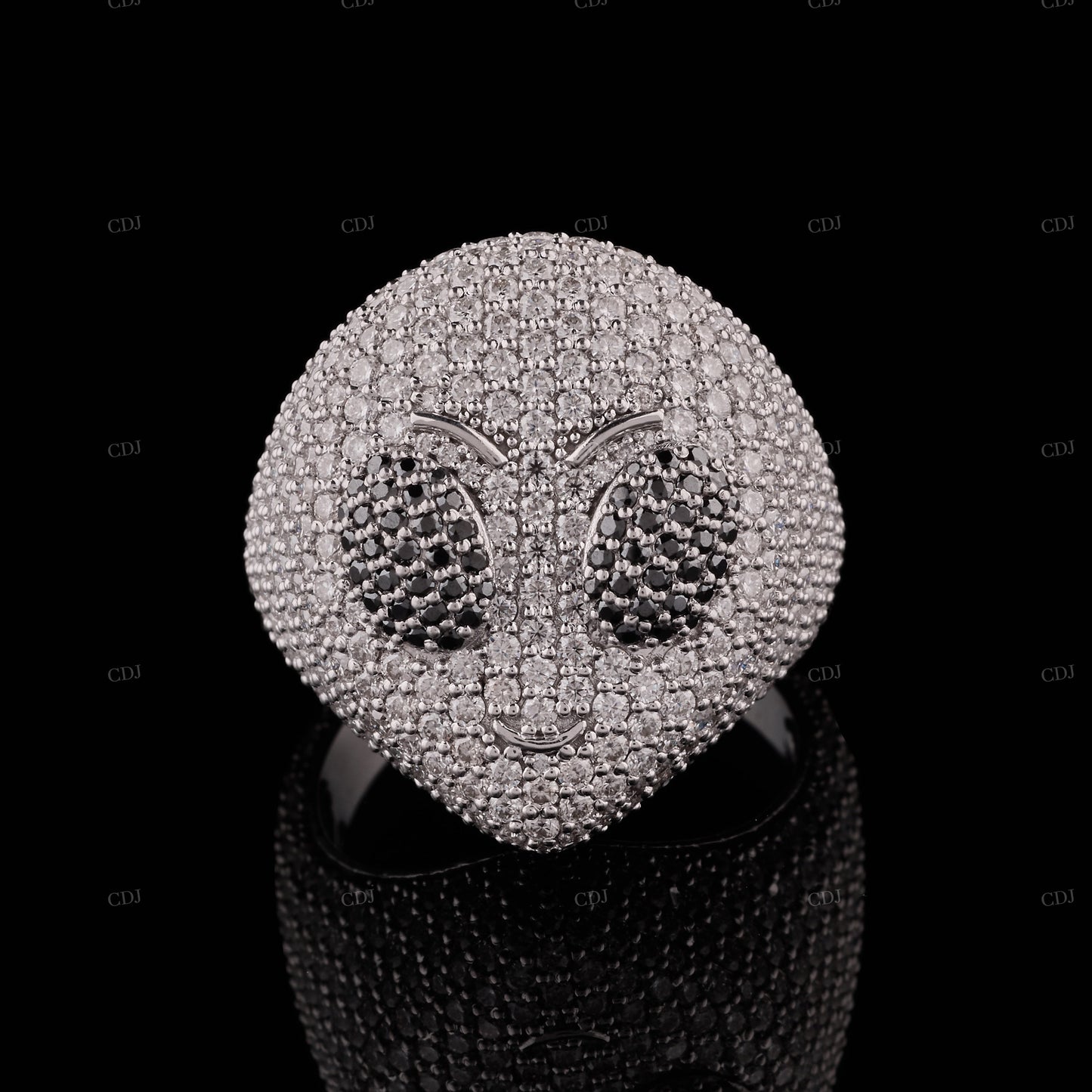 Alien Face Moissanite Sterling Silver Ring