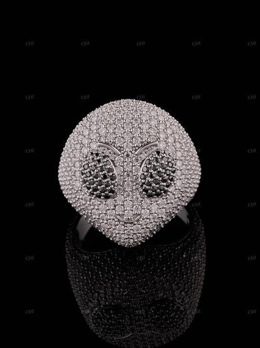 Alien Face Moissanite Sterling Silver Ring