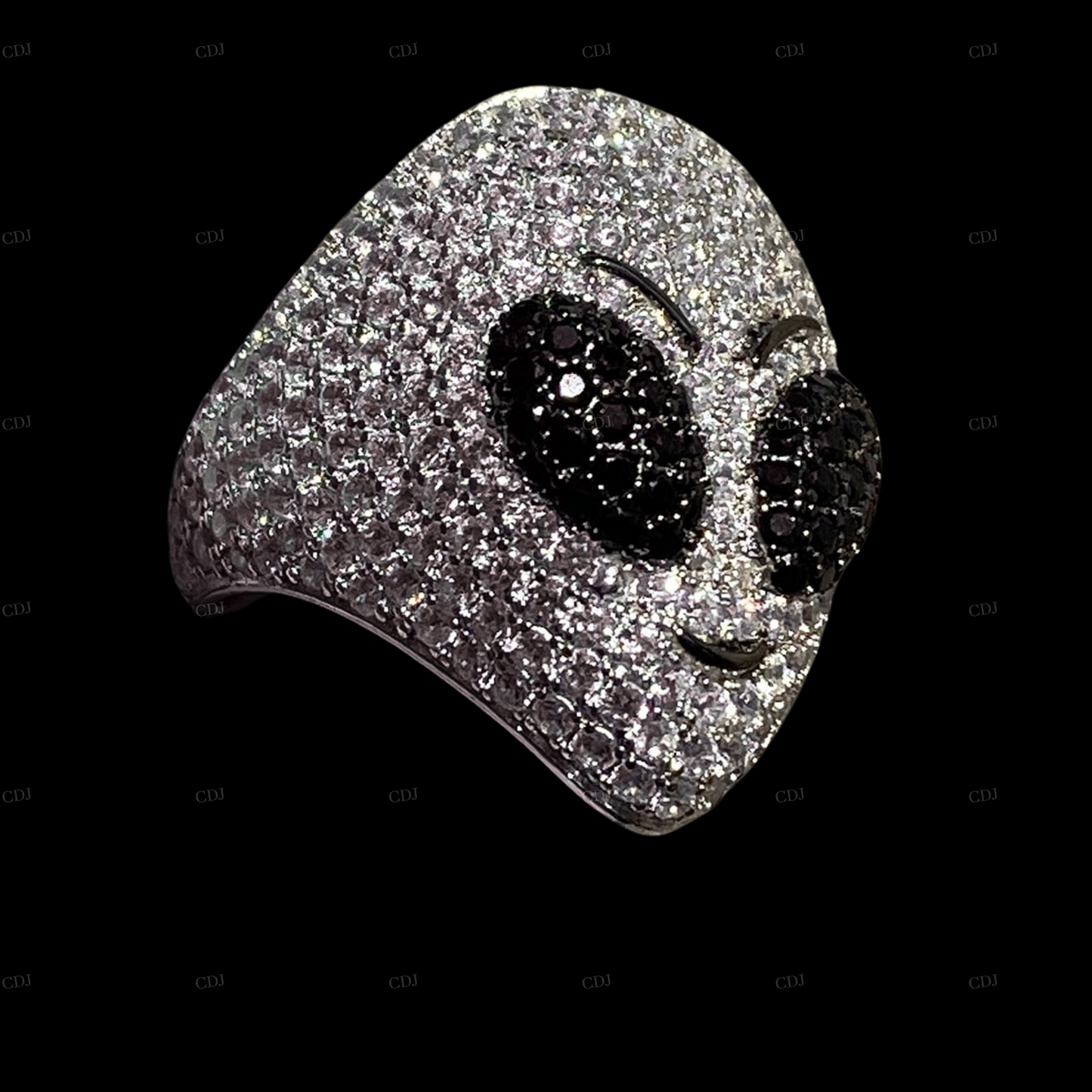 Alien Face Moissanite Sterling Silver Ring