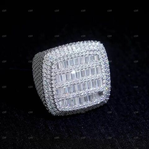 Hip Hop Moissanite Sterling Silver Ring