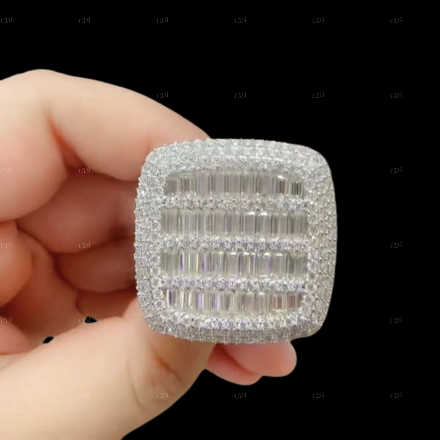 Hip Hop Moissanite Sterling Silver Ring