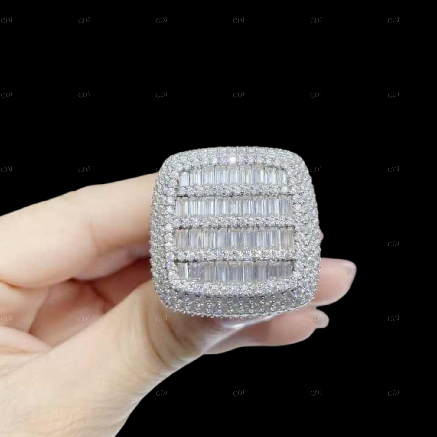 Hip Hop Moissanite Sterling Silver Ring