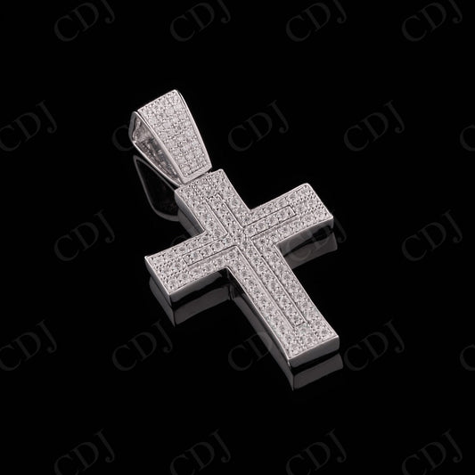 1.5" Sterling Silver Moissanite Cross Pendant