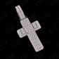 1.5" Sterling Silver Moissanite Round Emerald Cross Pendant