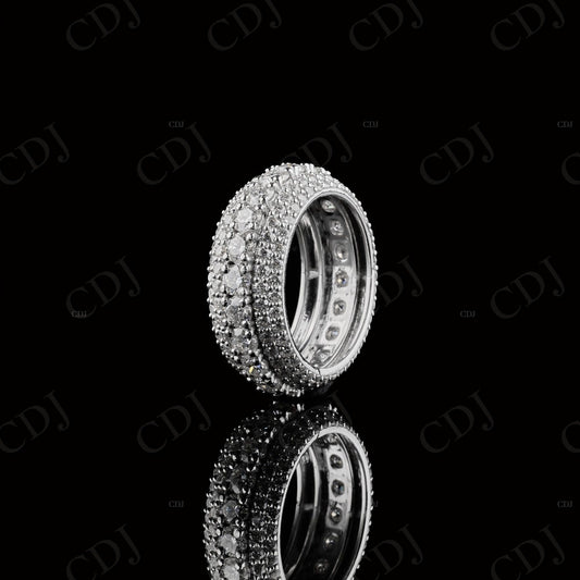 Diamond Band Moissanite Sterling Silver Ring