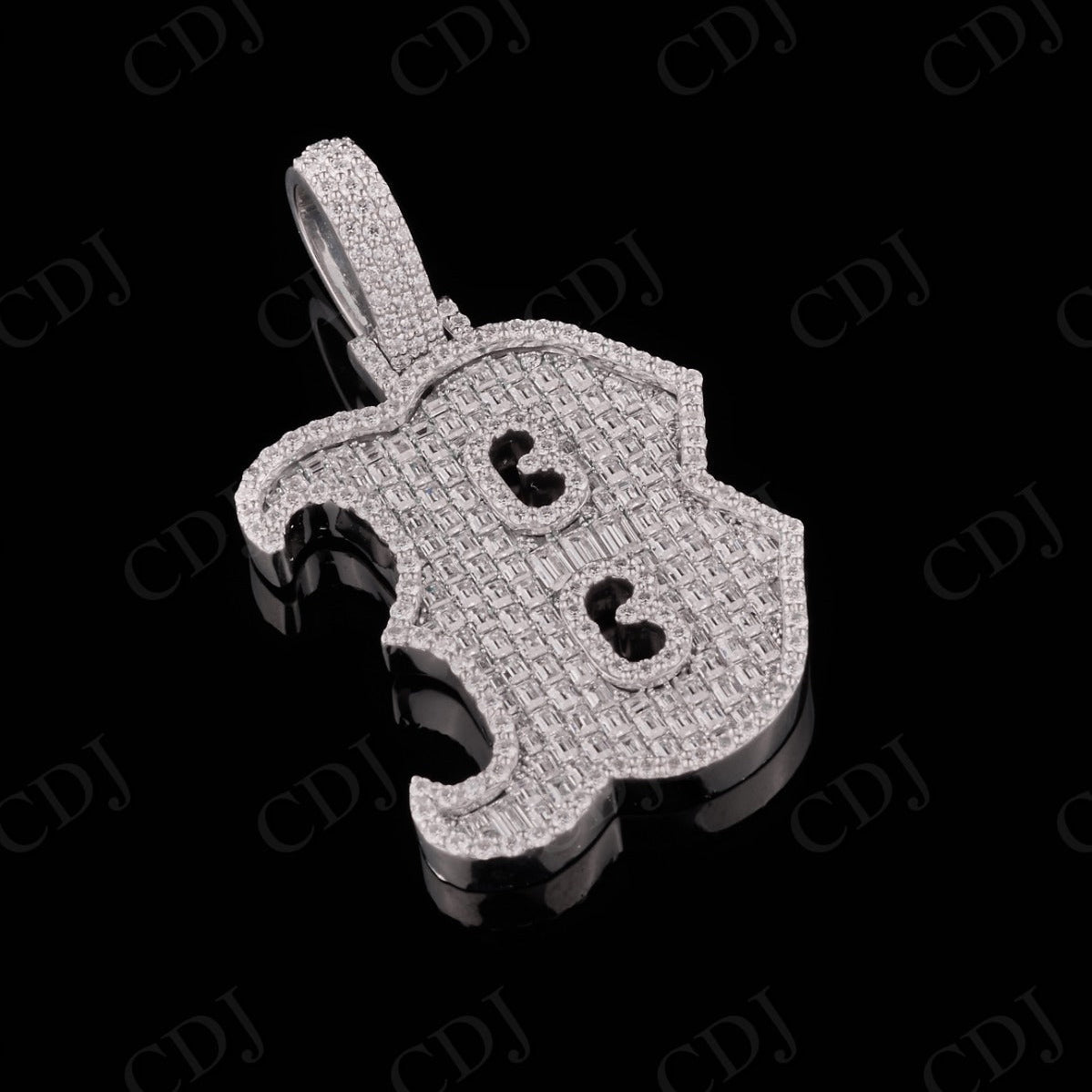 1.5" B Letter Moissanite Sterling Silver Pendant