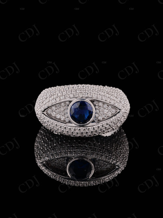 Black Eye Shape Moissanite Sterling Silver Ring