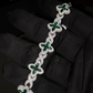 Green Floral Moissanite Silver Bracelet