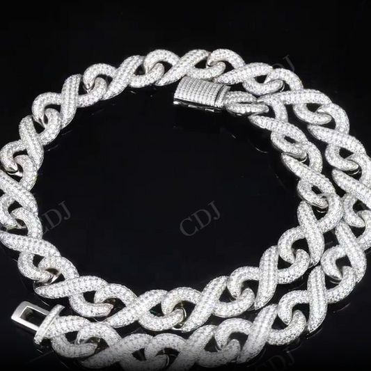 Silver Moissanite 15.5mm Infinity Chain