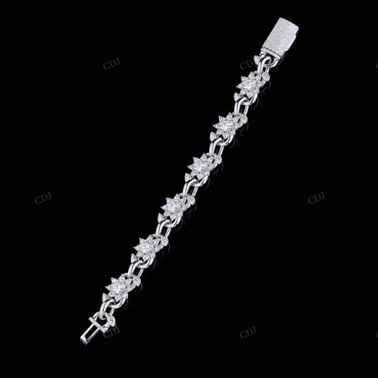Silver Flower Moissanite Bracelet