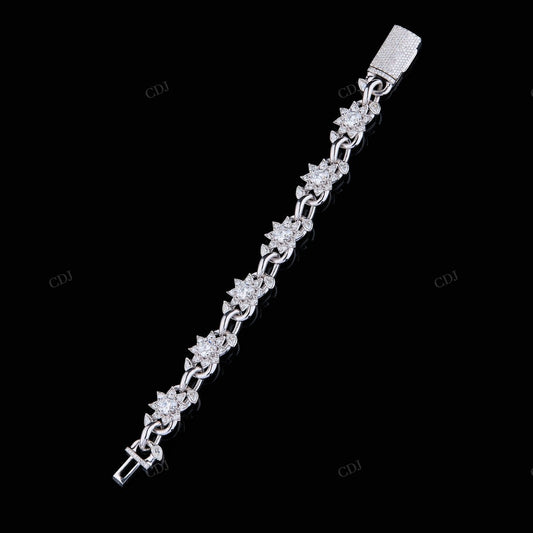 Silver Flower Moissanite Bracelet