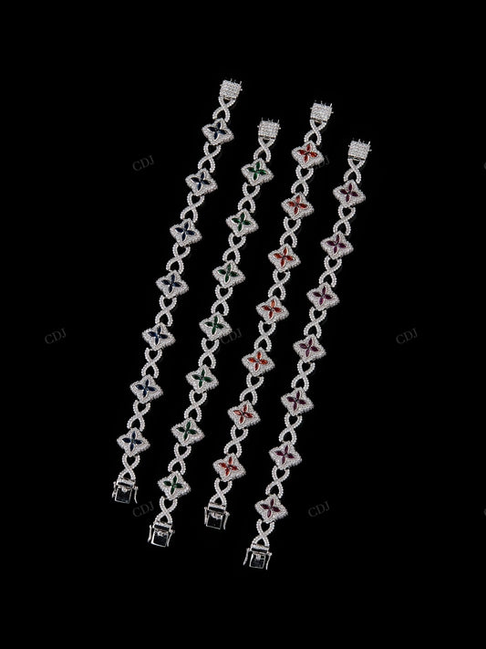 Small Flower Sterling Silver Moissanite Barcelet