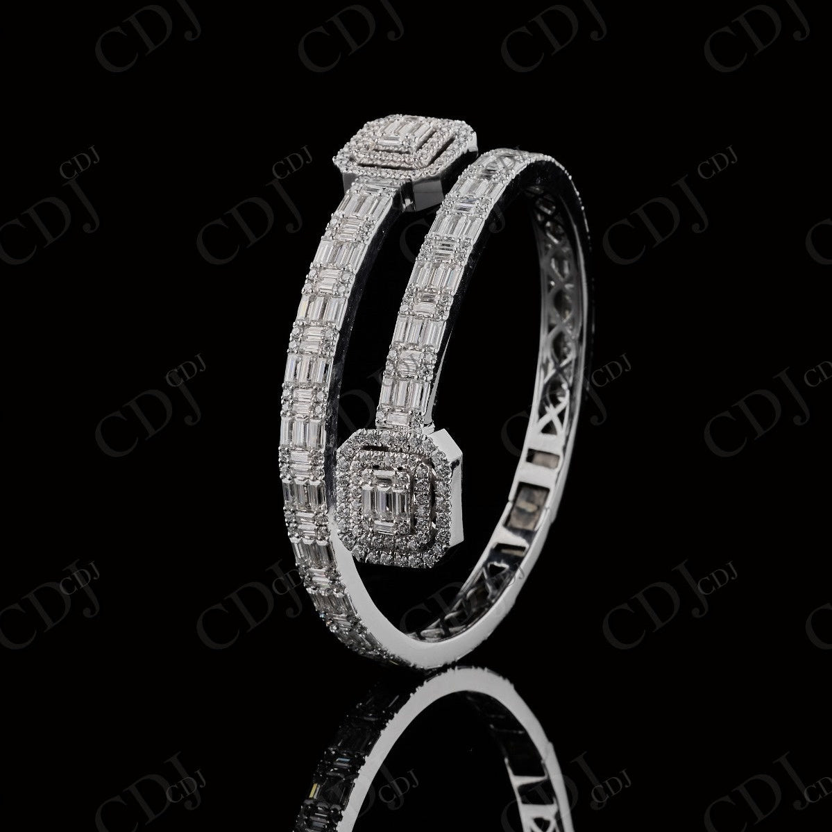 Cartier Baguette Moissanite Silver Bangle