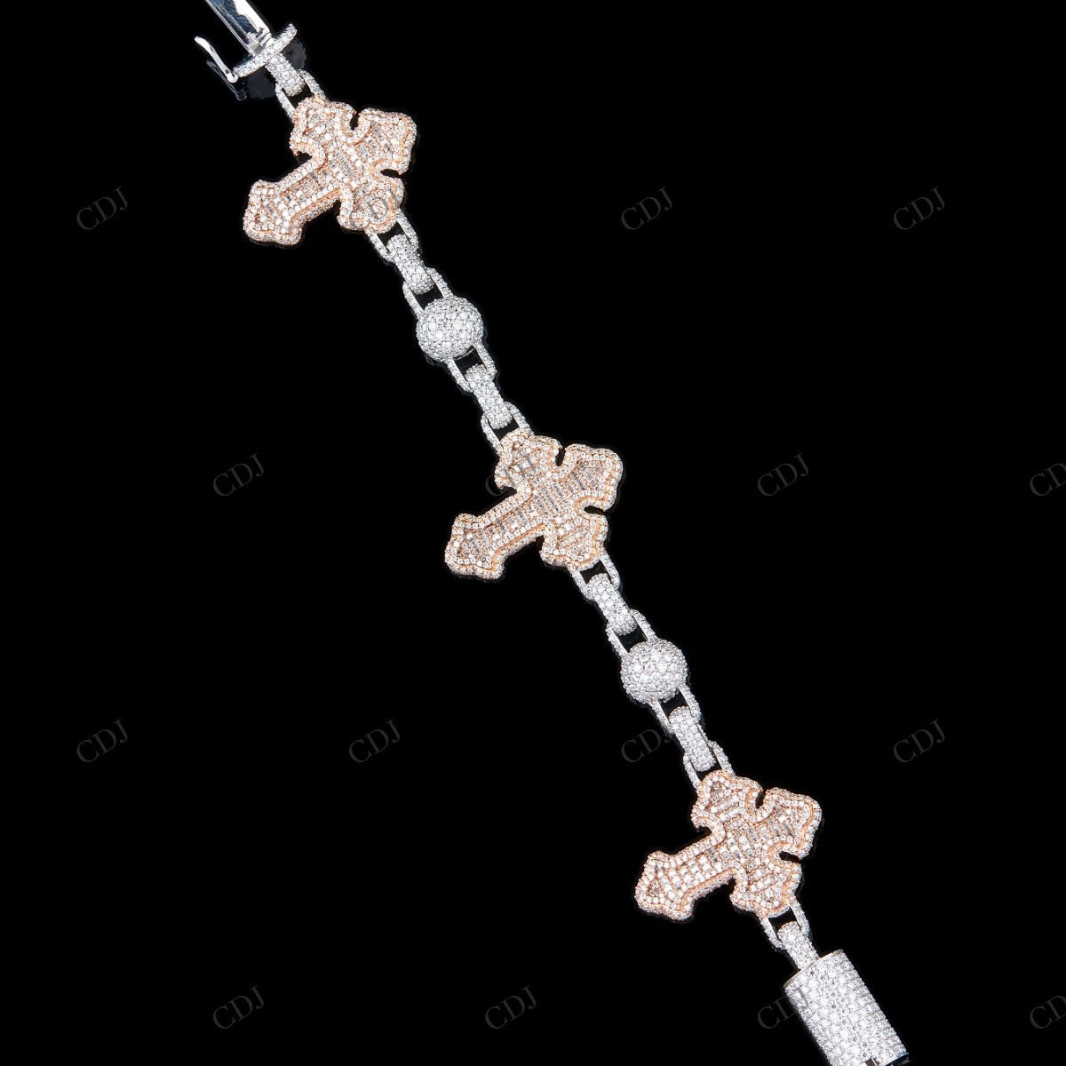 Cross Ball Moissanite Silver Bracelet