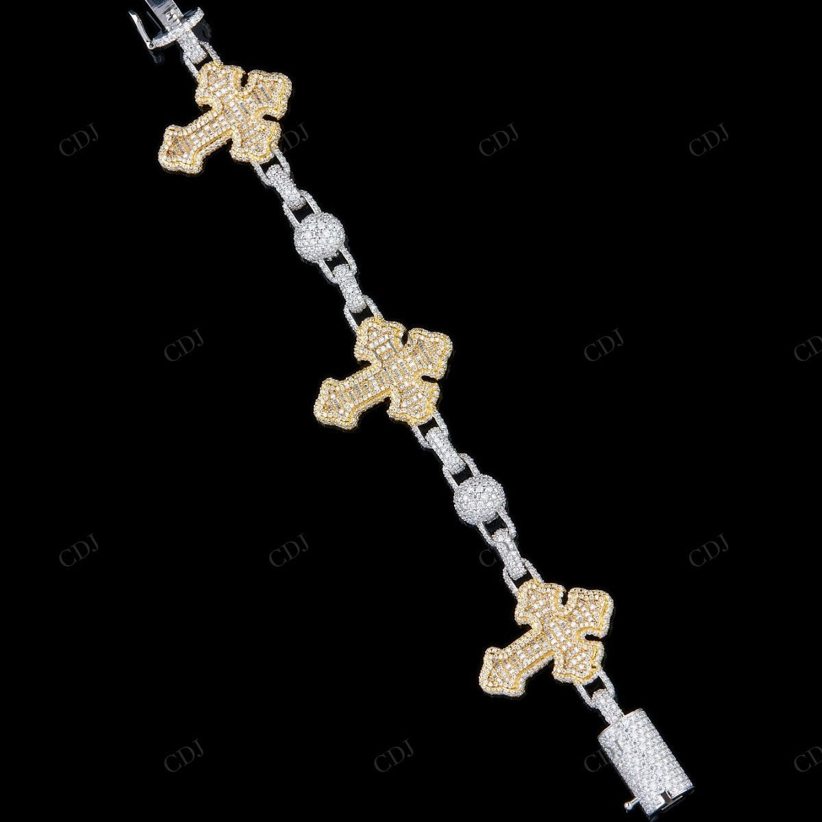 Cross Ball Moissanite Silver Bracelet