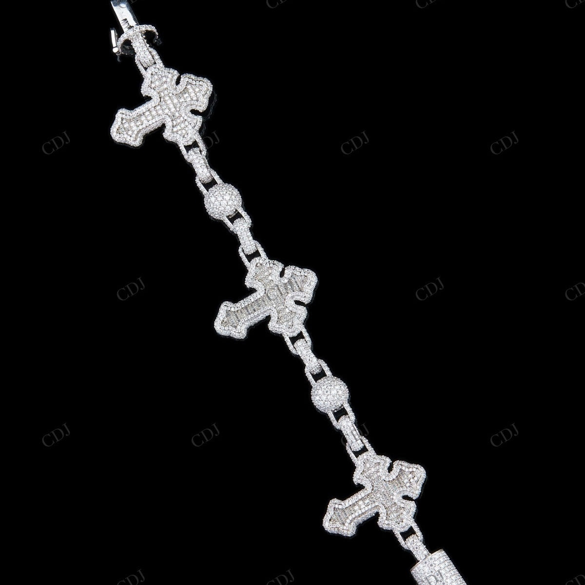 Cross Ball Moissanite Silver Bracelet