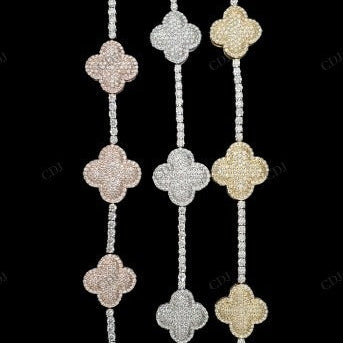 Clover Vancleef Moissanite Silver Bracelet