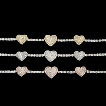 Heart Design Silver Moissanite Bracelet