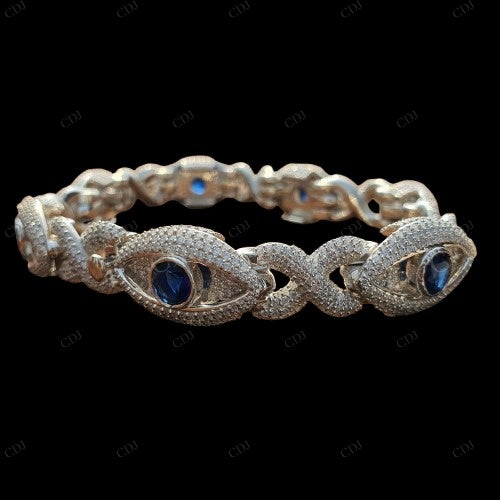 Eye Shape Moissanite Silver Bracelet