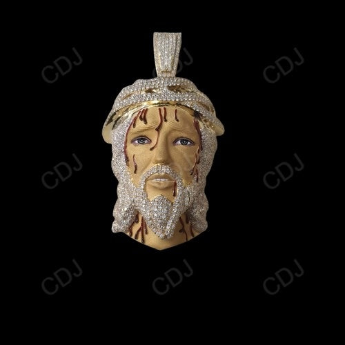 2.25" Sterling Silver Moissanite Jesus Mate Finish Pendant