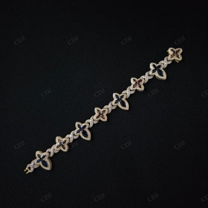 Big Small Marquise Moissanite Silver Bracelet