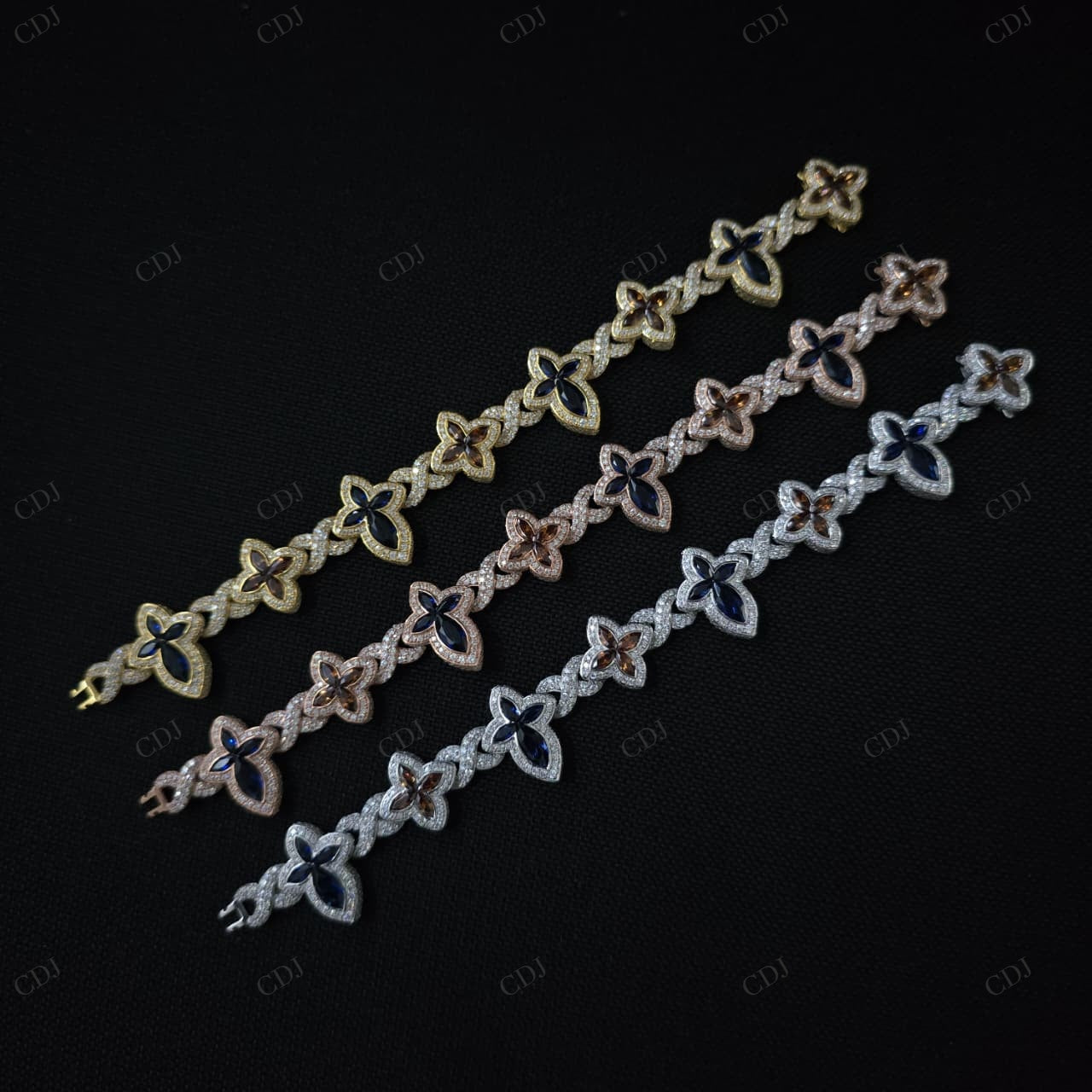 Big Small Marquise Moissanite Silver Bracelet