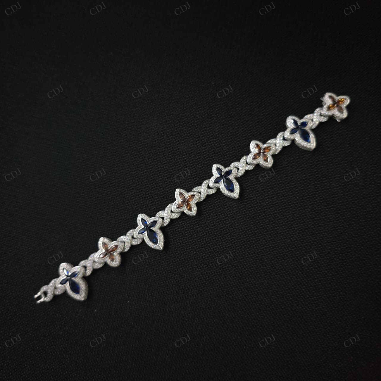 Big Small Marquise Moissanite Silver Bracelet