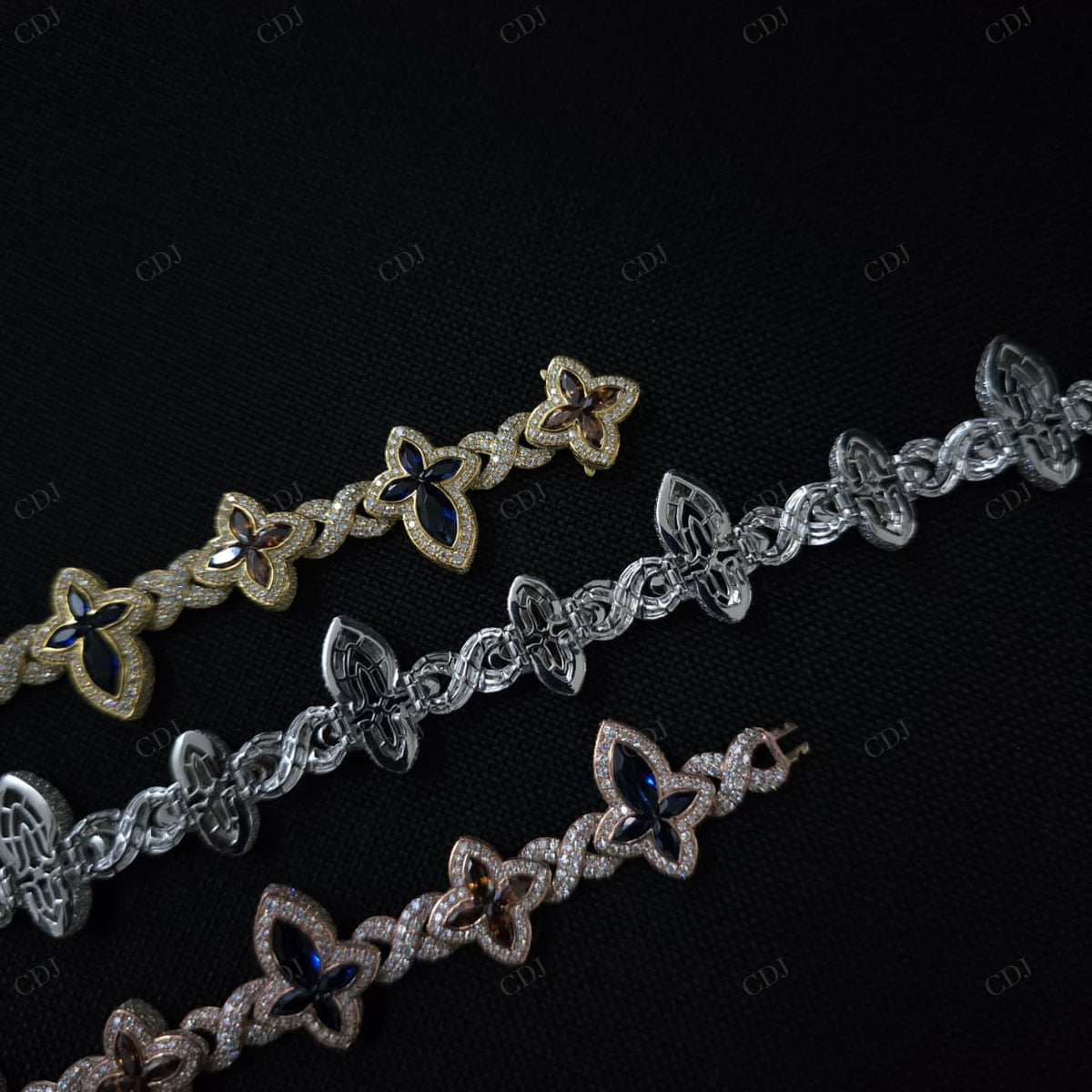 Big Small Marquise Moissanite Silver Bracelet