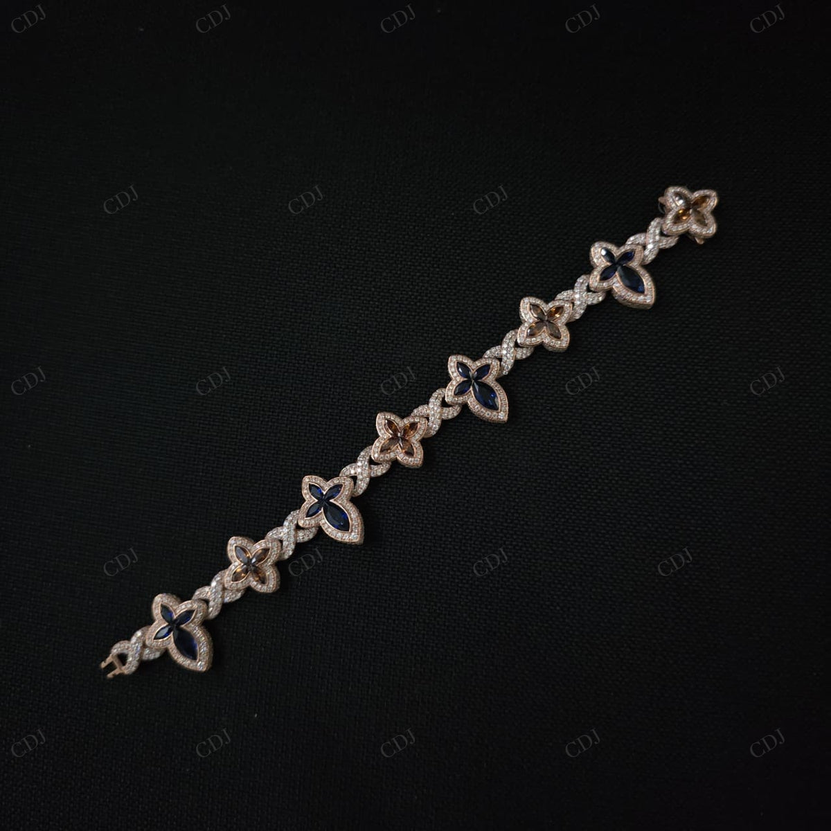 Big Small Marquise Moissanite Silver Bracelet