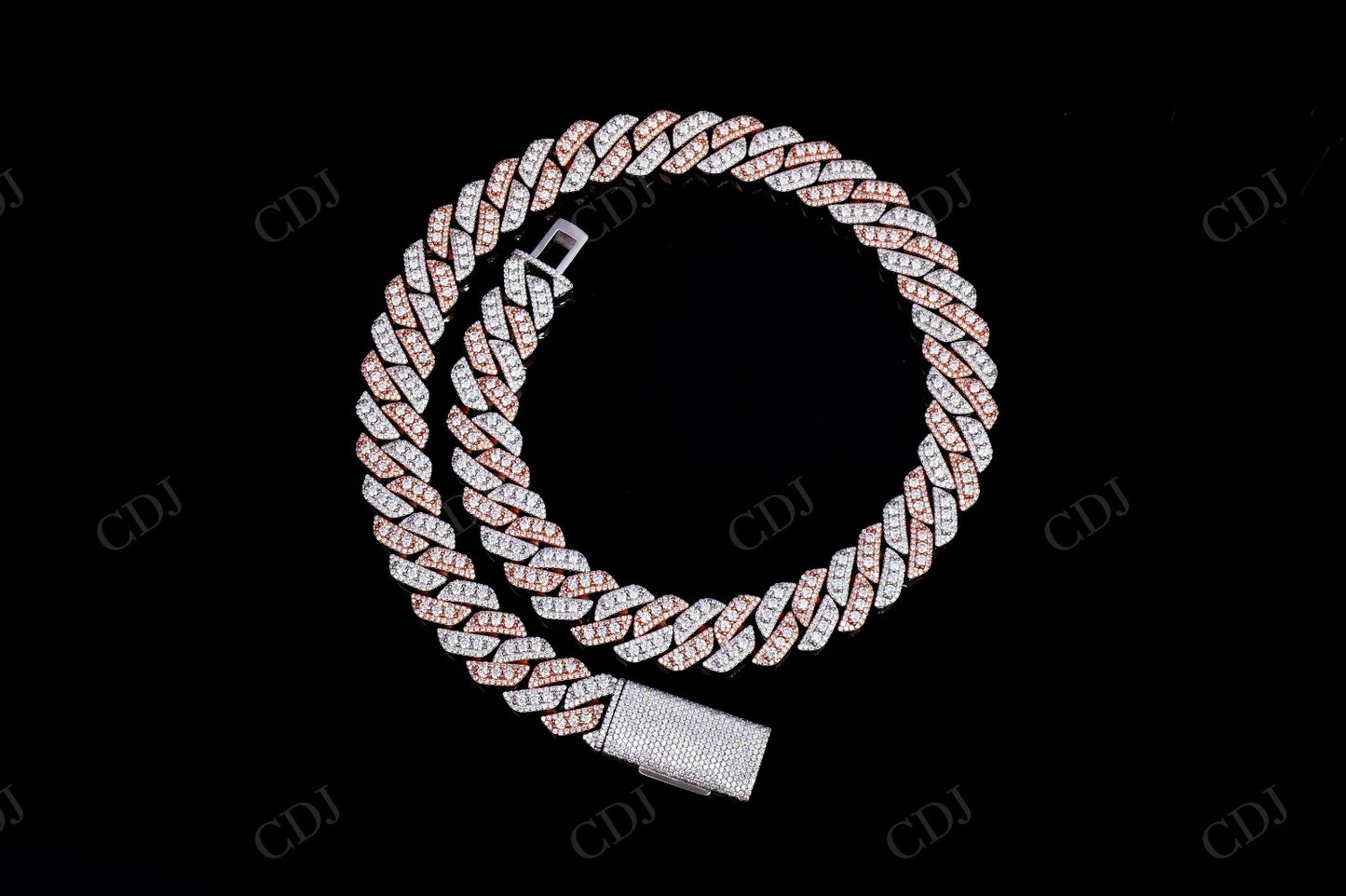 18mm Square Middle Big Diamond Moissanite Sterling Silver Cuban Chain