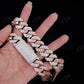 18mm Square Middle Big Diamond Moissanite Sterling Silver Cuban Chain