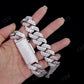 18mm Square Middle Big Diamond Moissanite Sterling Silver Cuban Chain