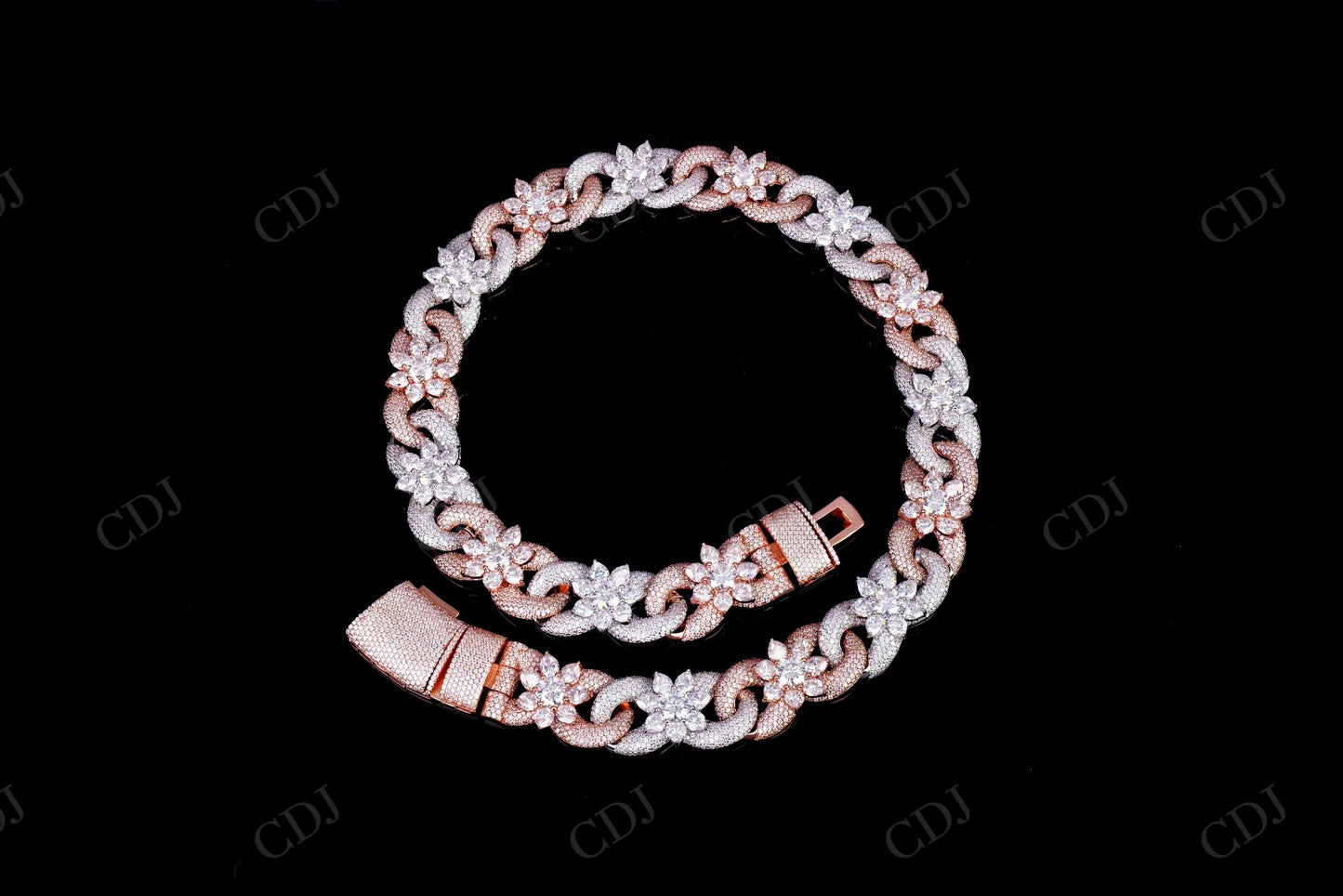 Sterling Silver Moissanite 20mm Flower chain