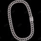 18MM Middle Big Diamond Round Bezel Sterling Silver Moissanite Cuban Chain