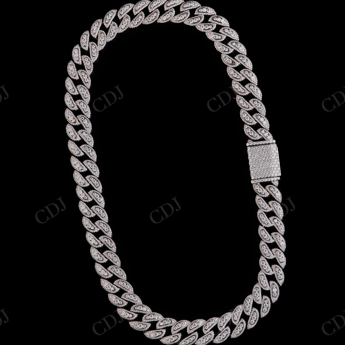 18MM Middle Big Diamond Round Bezel Sterling Silver Moissanite Cuban Chain