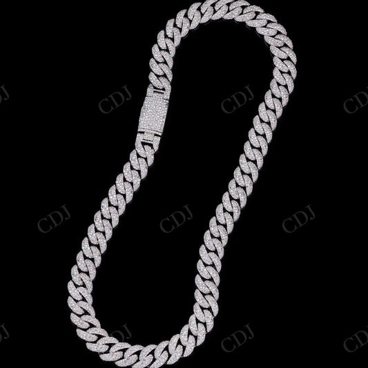 16mm Inverted Diamond Mosaic Setting Silver Moissanite chain