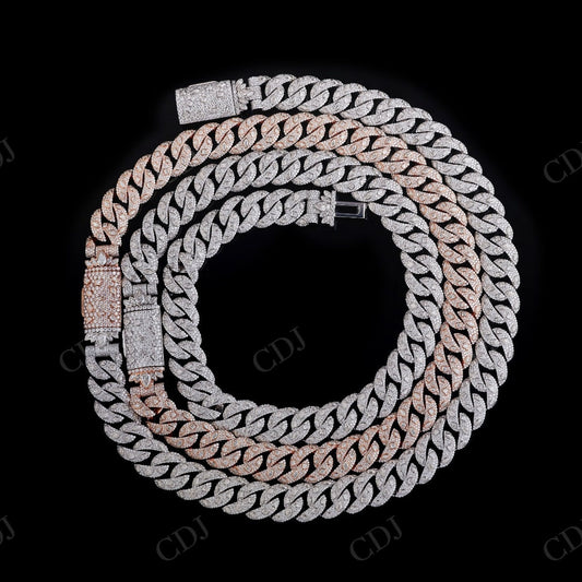 20mm Fancy Cut Diamond Sterling Silver Moissanite Cuban Chain