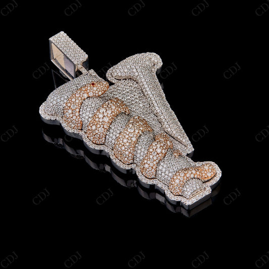 3" Sterling Silver Moissanite V Pendant