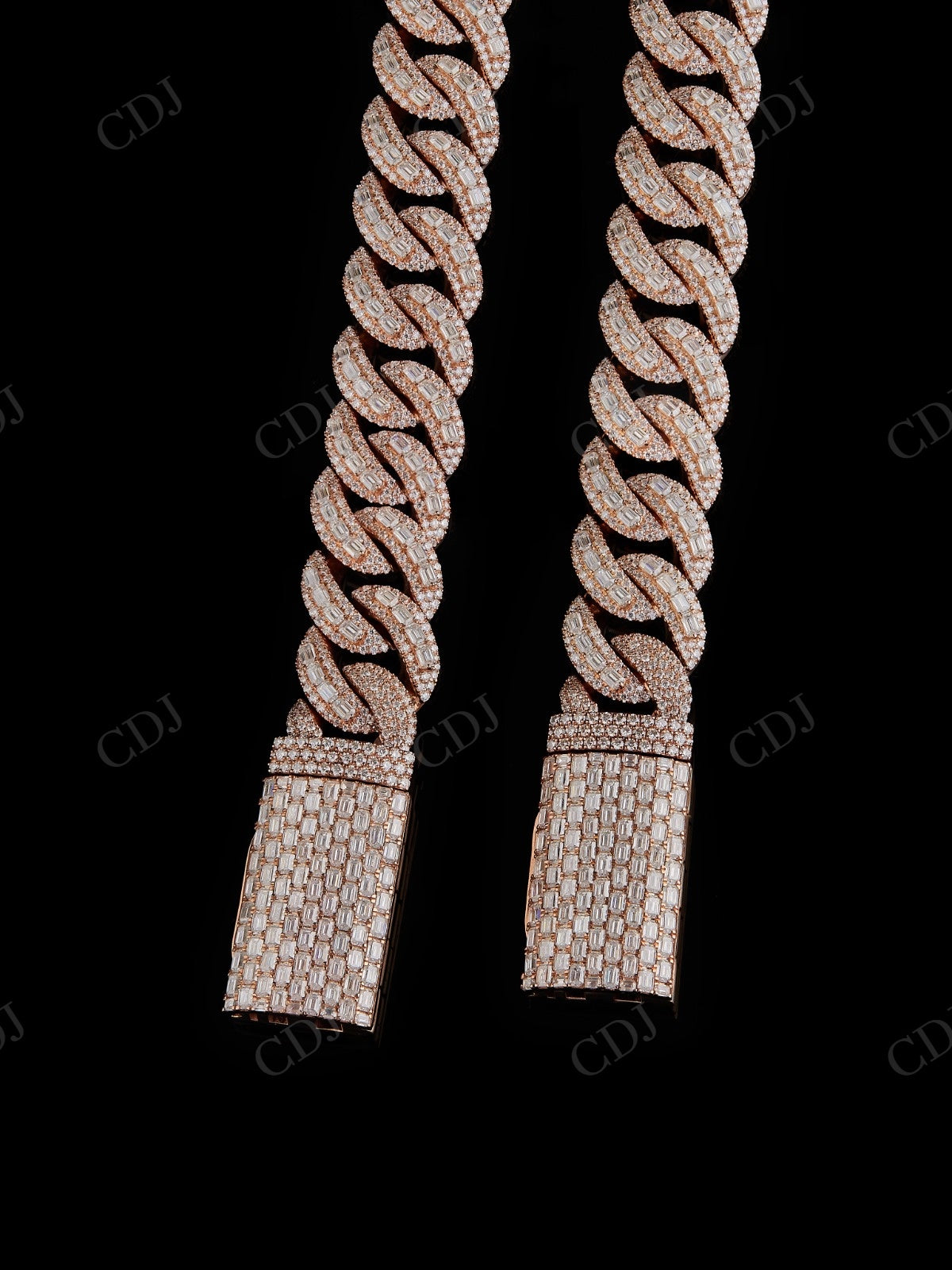 18mm Middle Lock baguette Moissanite S925 Chain