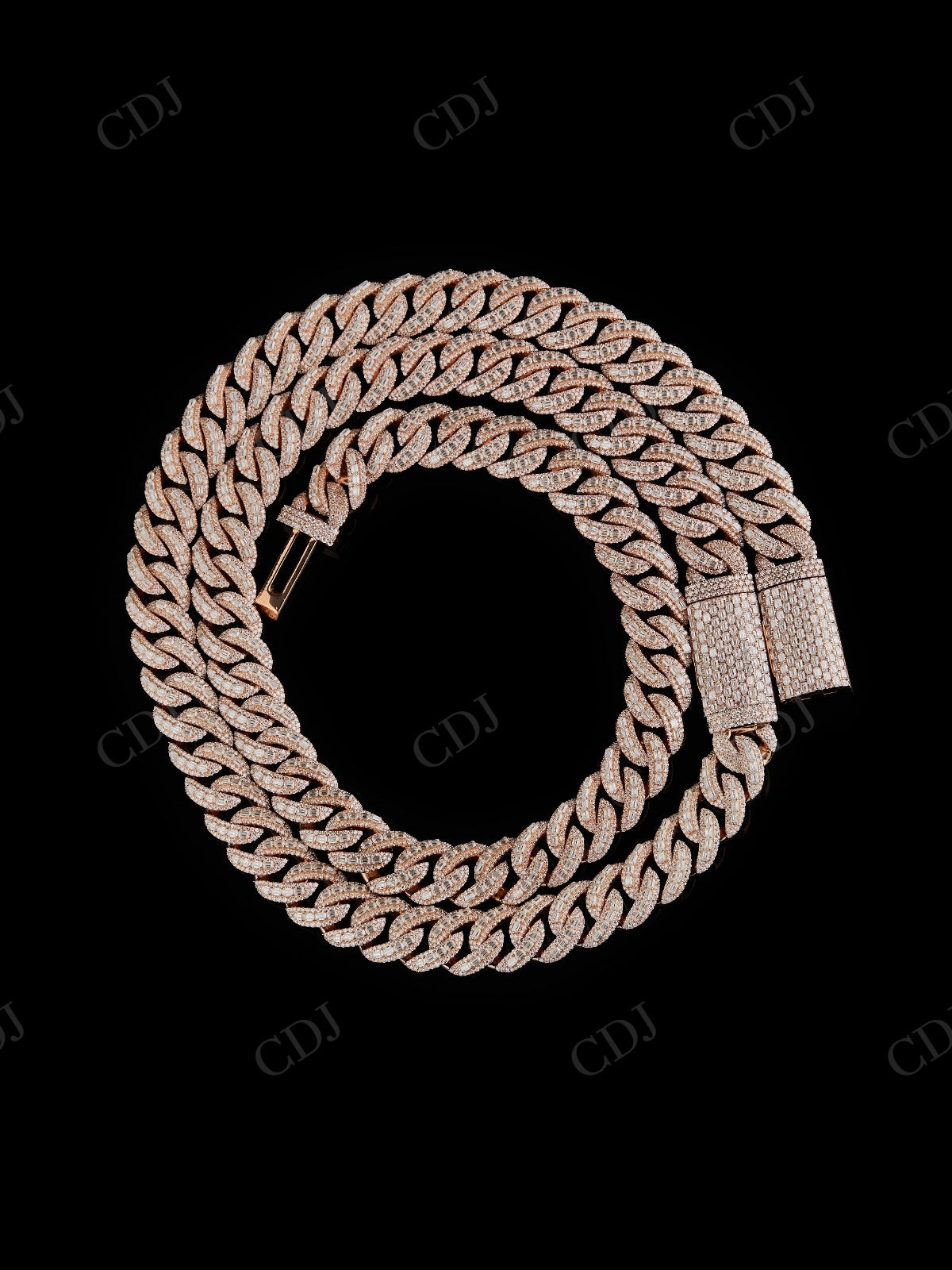 18mm Middle Lock baguette Moissanite S925 Chain