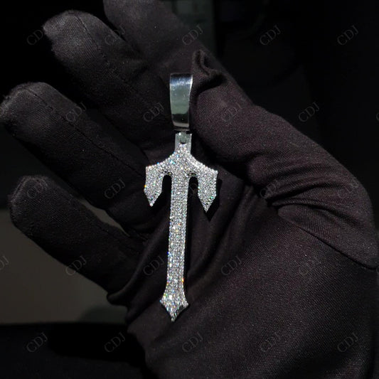 2.3" Sterling Silver Moissanite Sword Pendant