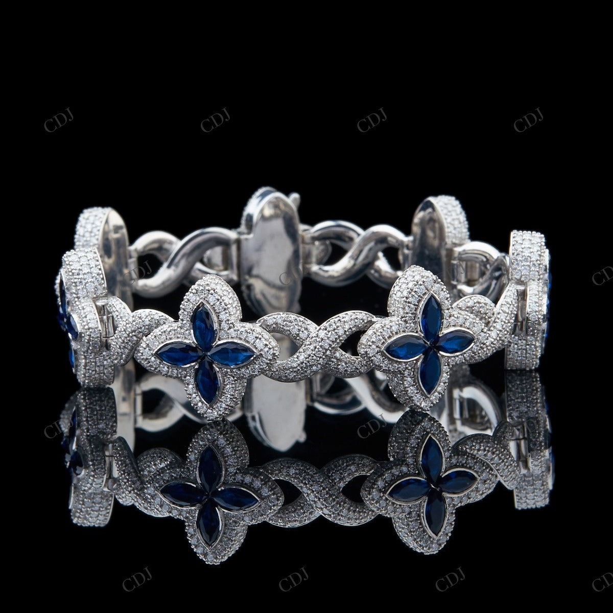 Multi Color Floral Moissanite Silver Bracelet