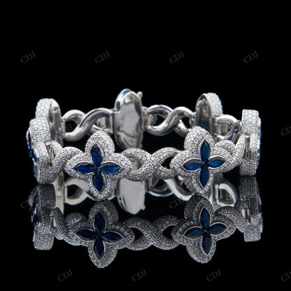 Multi Color Floral Moissanite Silver Bracelet