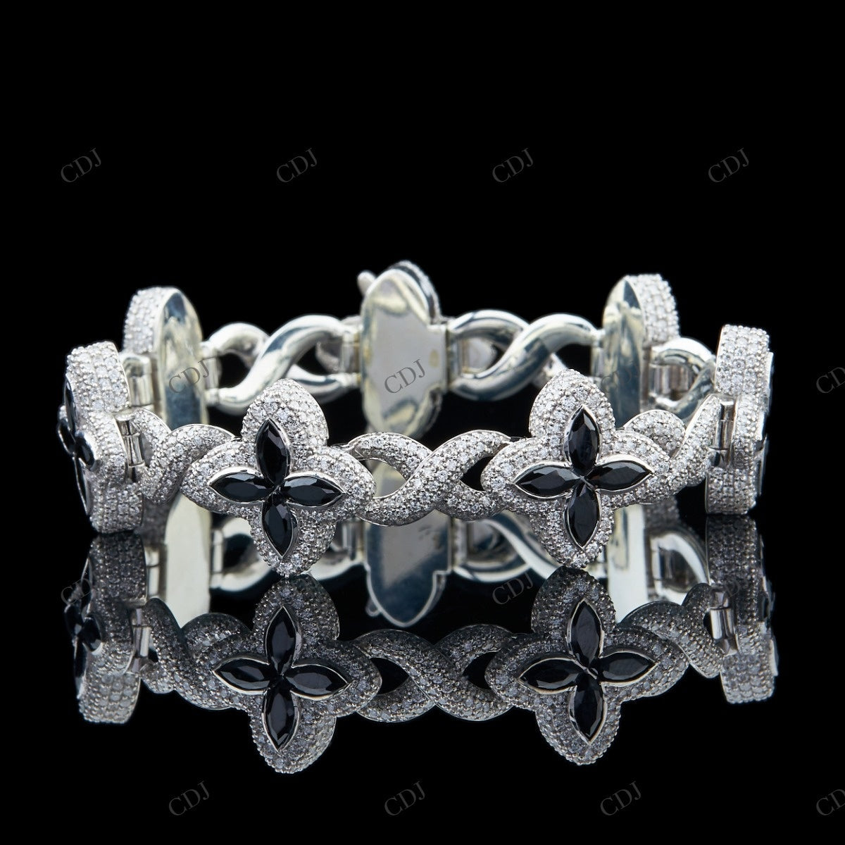 Multi Color Floral Moissanite Silver Bracelet