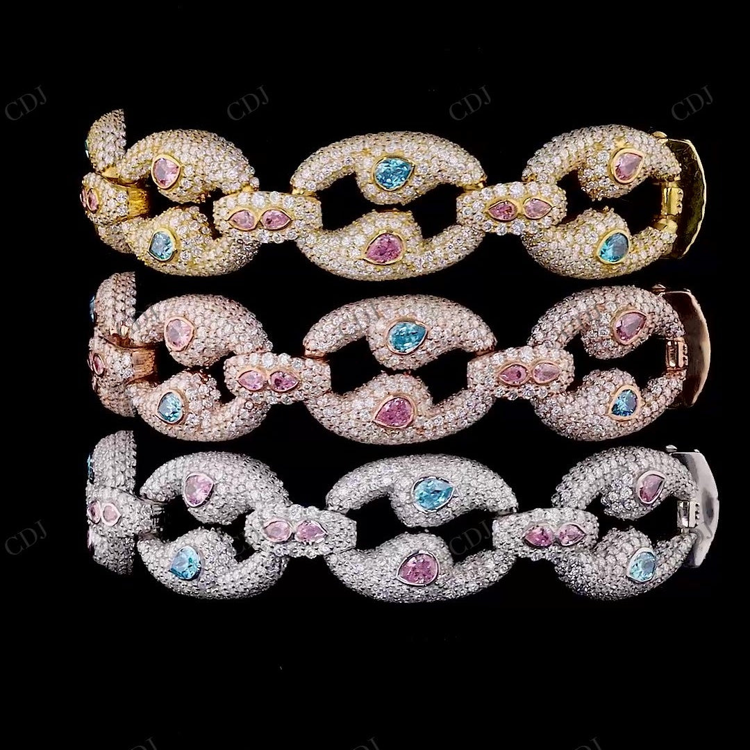 Big Small Pear Moissanite Silver Bracelet