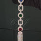Red/Green Round 925 Sterling Silver Moissanite Bracelet