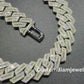 16mm SQ Middle Baguette Moissanite Sterling Silver Chain