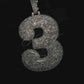 2.5" Sterling Silver Moissanite 3 Pendant