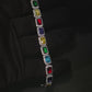 Rainbow Multi Emerald Silver Moissanite Bracelet