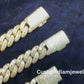 14mm 3Rows R+B  (Lock  White) 925 Sterling Silver Moissanite Chain